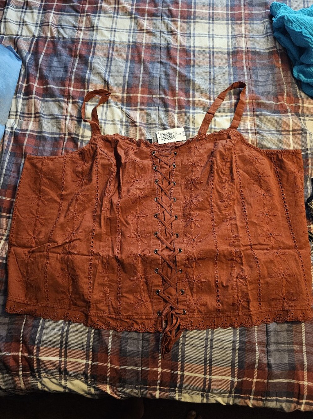 torrid Rust Lace-Up Eyelet Cami
